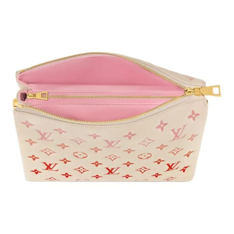 LOUIS VUITTON Coussin Fluffy Lambskin Crossbody Bag, Shoulder Bag Women's Beige & Pink-2