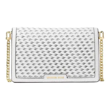 MICHAEL KORS Jet Set Leather Shoulder Bag, Crossbody Bag Medium Size Women's Light White