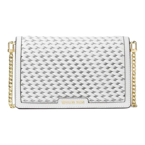 MICHAEL KORS Jet Set Leather Shoulder Bag, Crossbody Bag Medium Size Women's Light White
