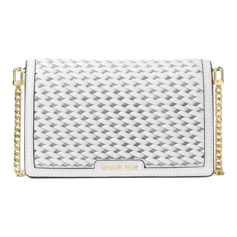MICHAEL KORS Jet Set Leather Shoulder Bag, Crossbody Bag Medium Size Women's Light White-0