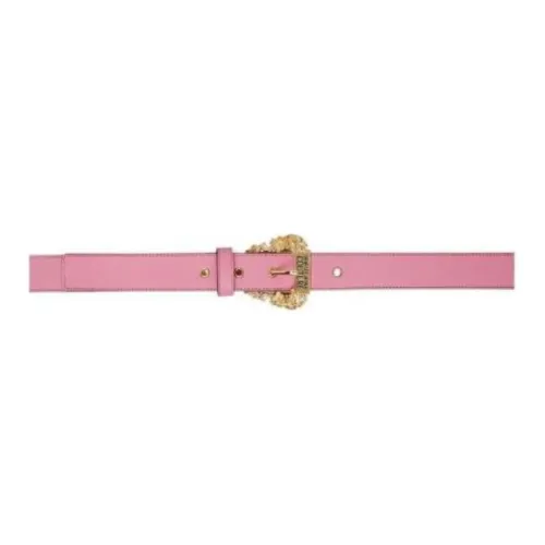 VERSACE JEANS COUTURE Badge Brogues Adjustable Closure Pin Buckle - Leather Belts Women's Pink