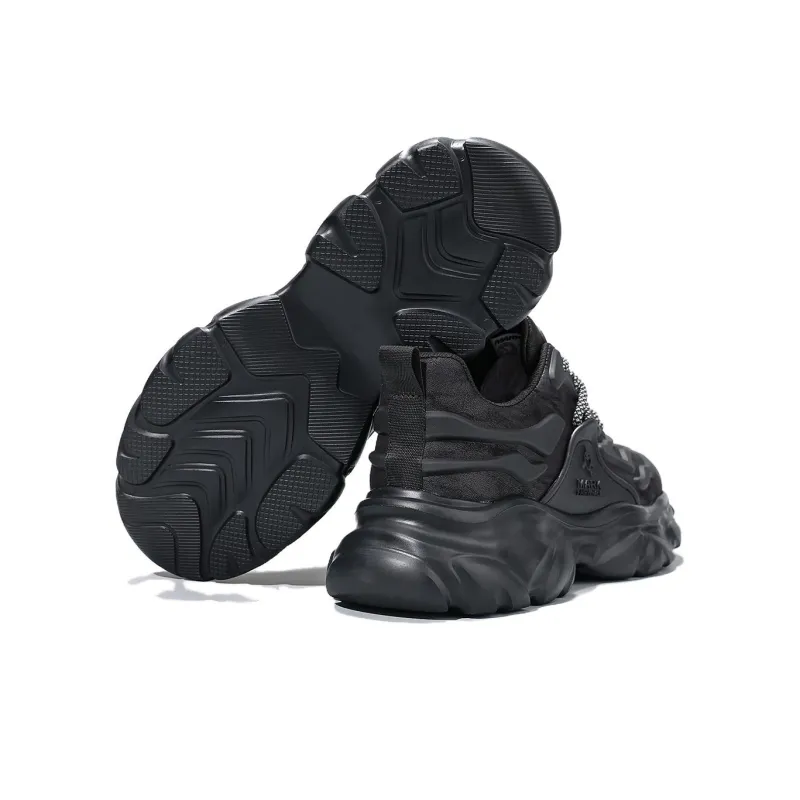 FAIRWHALE Low Top Chunky Sneakers Men's Pure Black-4