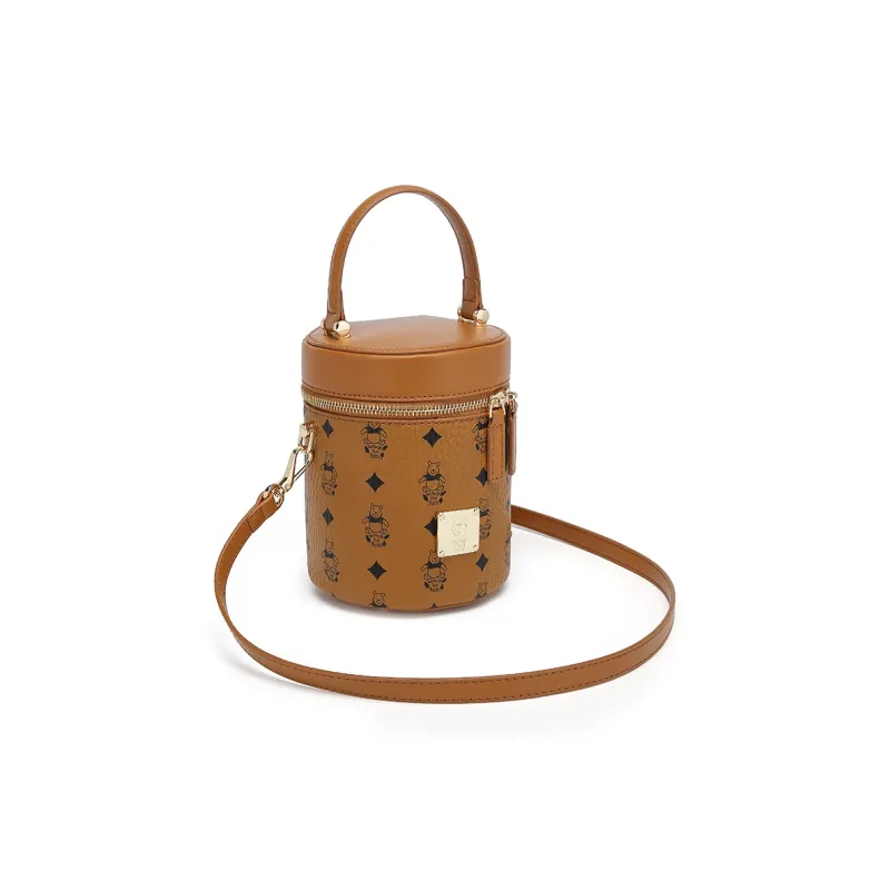 Disney Winnie The Pooh Series PU Leather Bucket Bags Shoulder Bag Crossbody Bag Handbag Women's Khaki/Brown-8