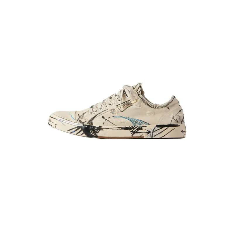 Balenciaga Paris Sketch Low-Top Canvas Shoes Men's Light Beige-0