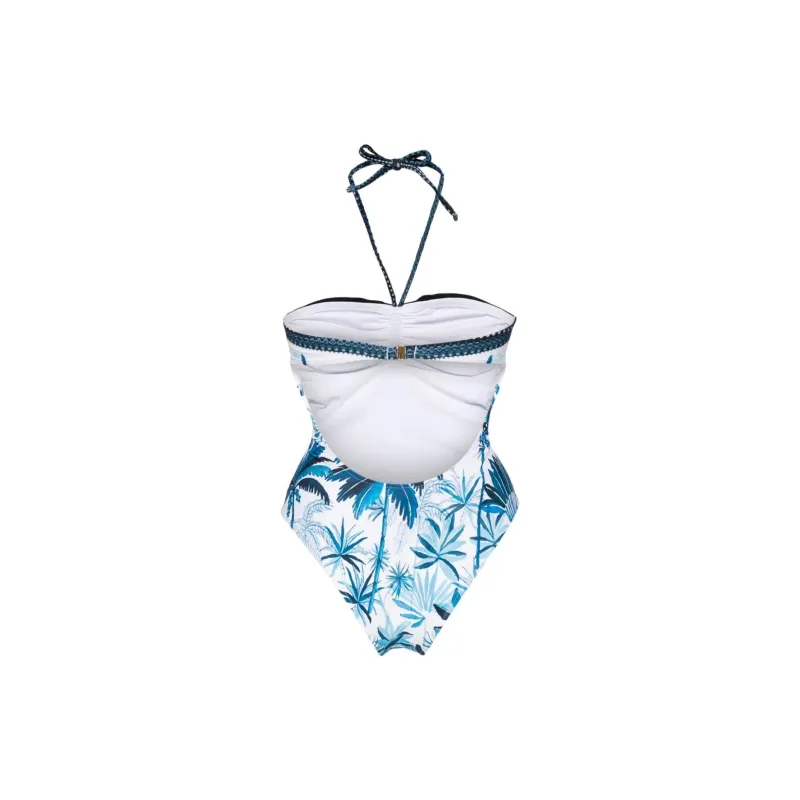 Farm Rio Tropical print Halterneck Swimsuit-1