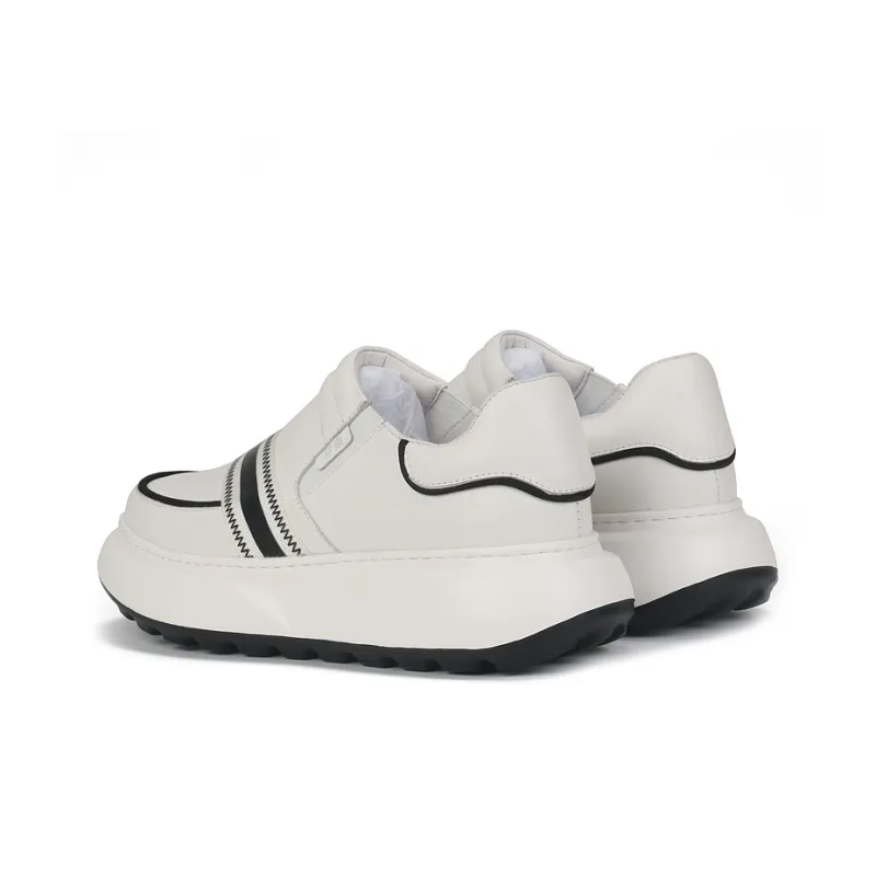 Thai Points Wear Resistant Height Increasing Low Top Skateboard Shoes Men's White-4