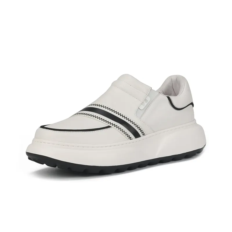 Thai Points Wear Resistant Height Increasing Low Top Skateboard Shoes Men's White-1