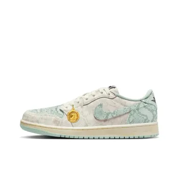 Jordan Air Jordan 1 Low OG 'Snake Year' Anti Slip Wear Resistant Low Top Vintage Basketball Shoes Unisex White Green