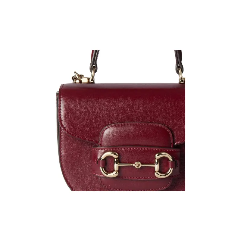 GUCCI Horsebit 1955 Leather Shoulder Bag Crossbody Bag Handbag Mini Women's Burgundy-7