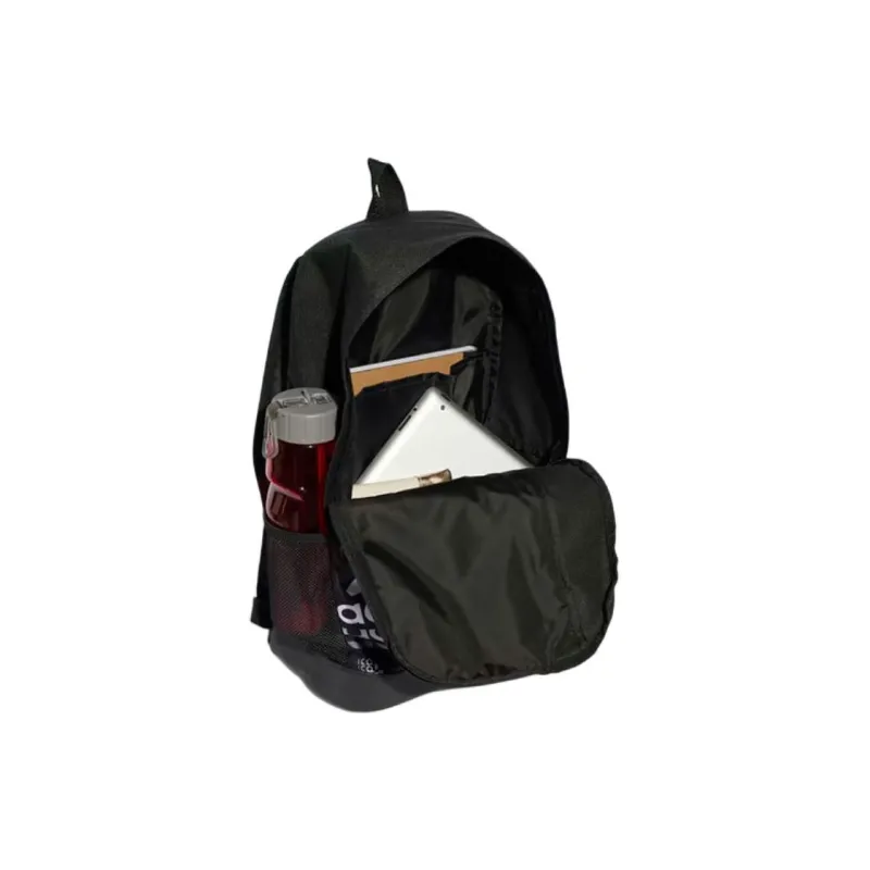 Adidas Recycled Polyester Plain Weave Fabric Backpack Unisex Black & White-2