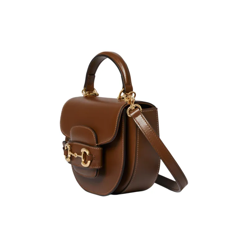 GUCCI Horsebit 1955 Leather Shoulder Bag Crossbody Bag Handbag Mini Women's Brown-1