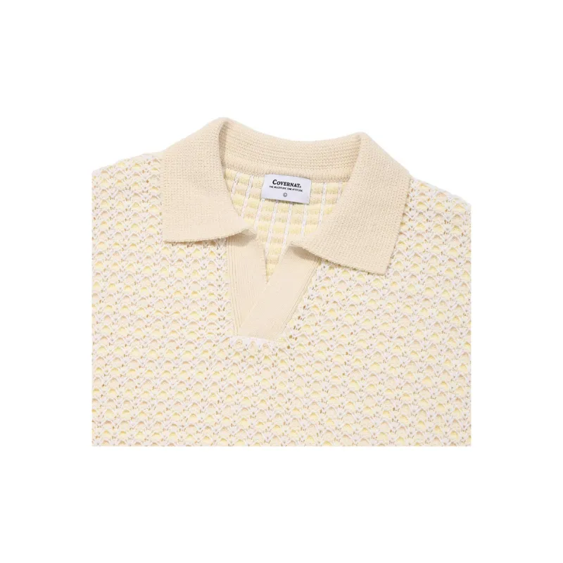 COVERNAT SS24 Polo Knit Sweater Men's Ivory-2