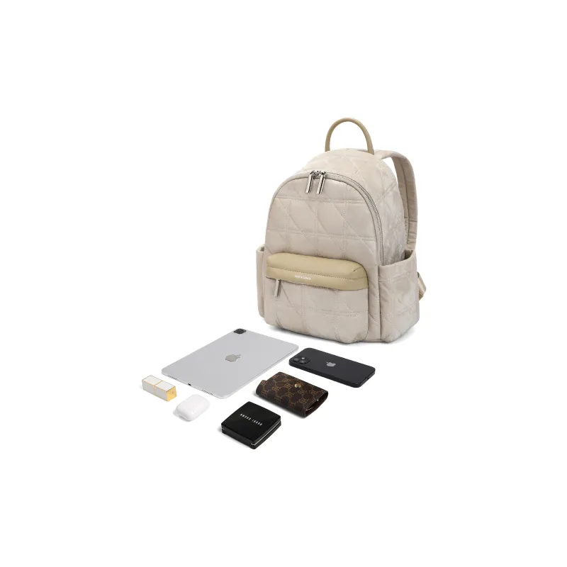 BELLE Premium Texture Backpack Tubas Women's Khaki-4
