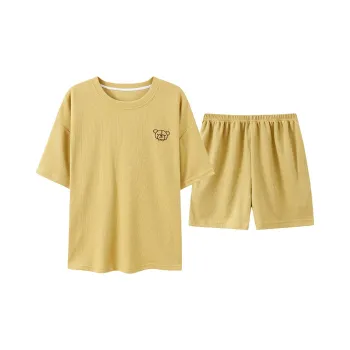 Close fitting Areas Pajama Set Women's Ginger Yellow