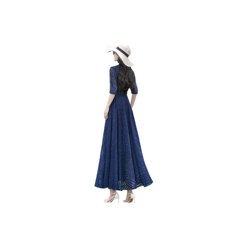 Cypress House Short Sleeved Dress Women's Navy Blue-0