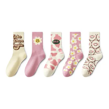 PLAN IN Mid-Calf Socks Unisex 5 Pairs Gift Box Set