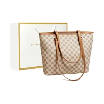 Narandu PVC And Synthetic Leather Tote Bag Shopping Bag Shoulder Bags Large Size Women's Beige Yellow/Khaki