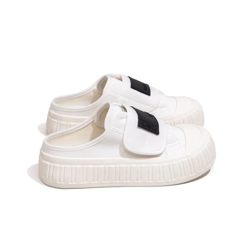 Feiyue Rubber Sole Abrasion Resistant Slip Resistant Closed Toe Slippers Women's White Black-4