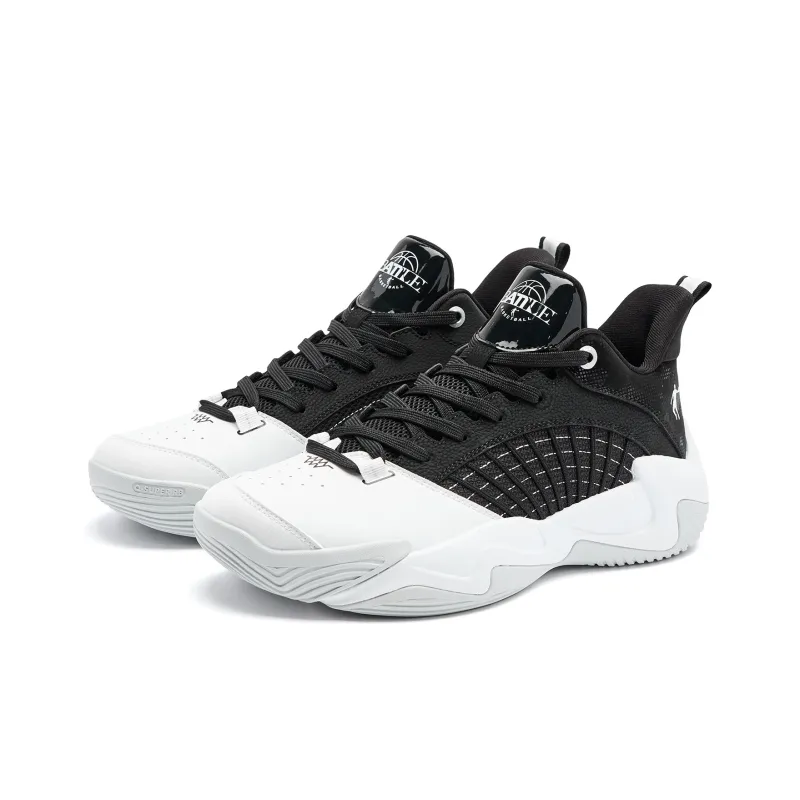 QIAODAN Cushioning Anti Slip And Wear Resistant Low Top Basketball Shoes Men's Jordan White Black-2