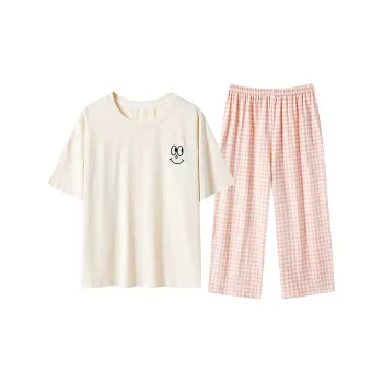 Close-fitting Areas Pajama Set Women's Apricot