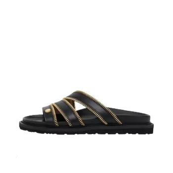 MOSCHINO Zip-Detailed Round-Toe Slides Women's
