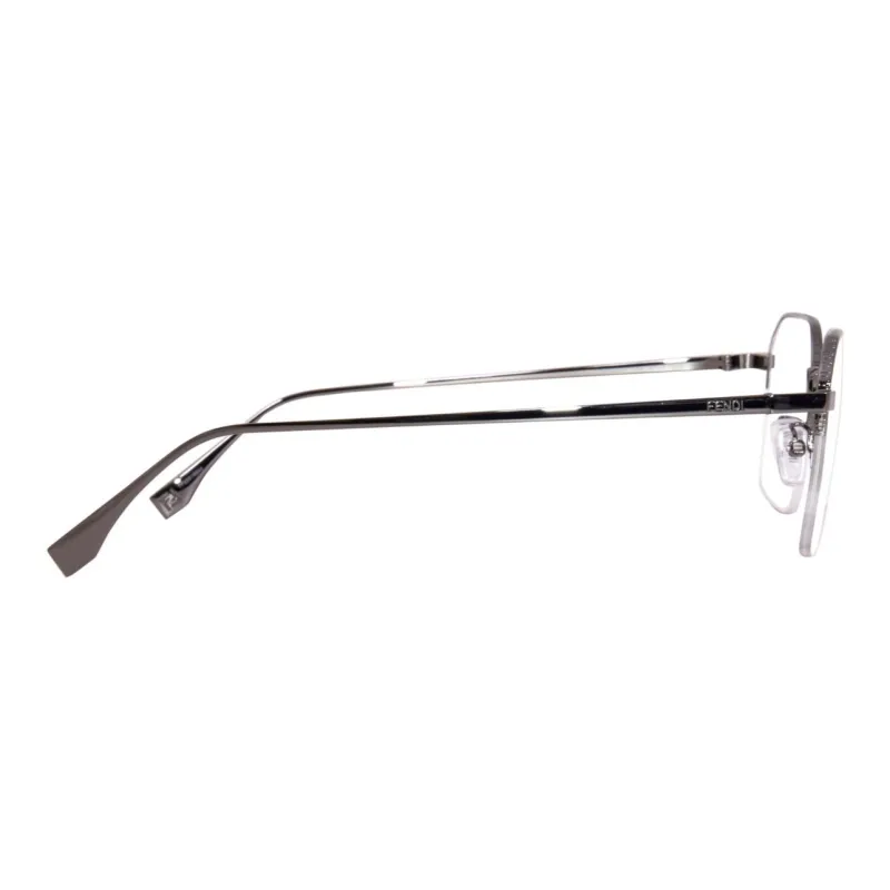 FENDI Metal Irregular Shape Eyeglass Frames Men's Black-5