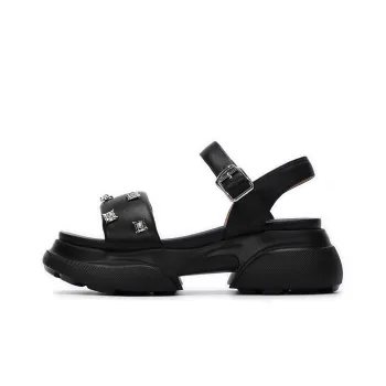 SATURDAY MODE Strap Sandals 7cm Women's Black