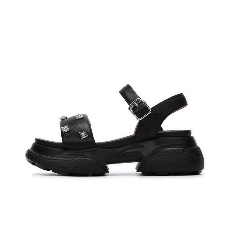 SATURDAY MODE Strap Sandals 7cm Women's Black-0