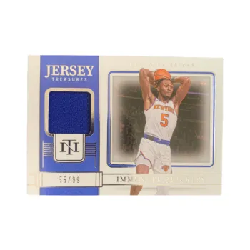 PANINI 2022 23 National Treasures Knicks Quickley 55/99 Game Used Jersey Windowed Card Access Pass Sports Cards 1 Pc