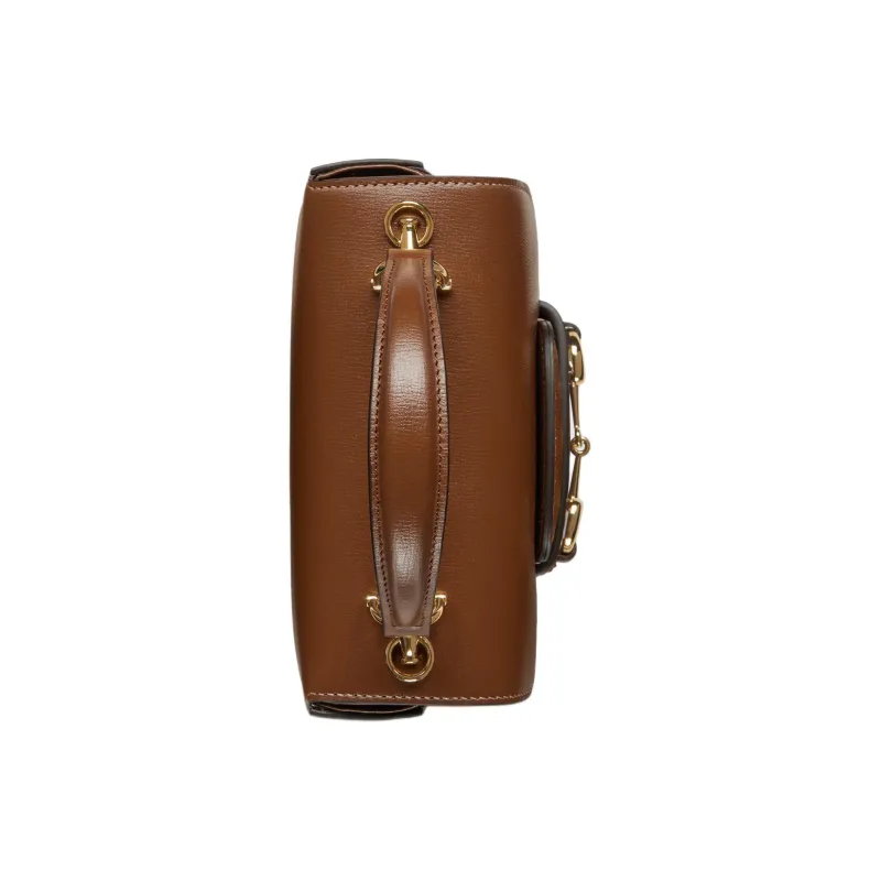 GUCCI Horsebit 1955 Leather Shoulder Bag Crossbody Bag Handbag Mini Women's Brown-4
