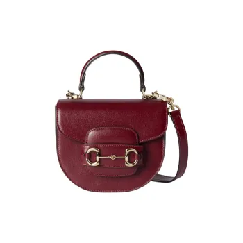 GUCCI Horsebit 1955 Leather Shoulder Bag Crossbody Bag Handbag Mini Women's Burgundy