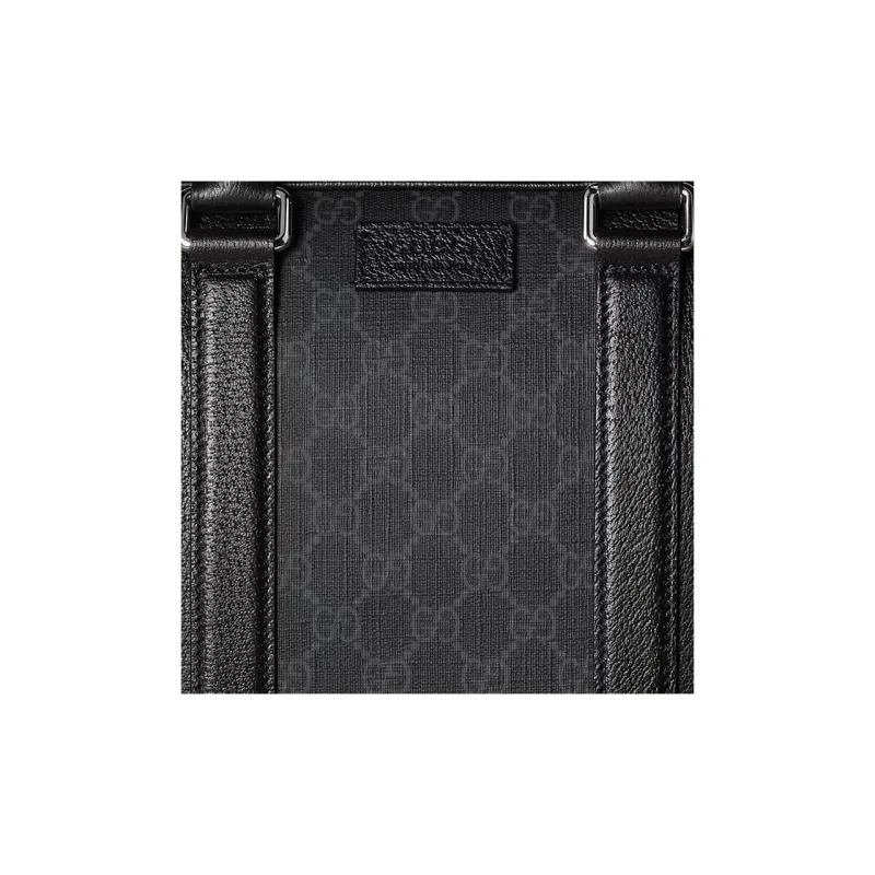 GUCCI Leather With GG Supreme Canvas Briefcases Medium Size Men's Black-7