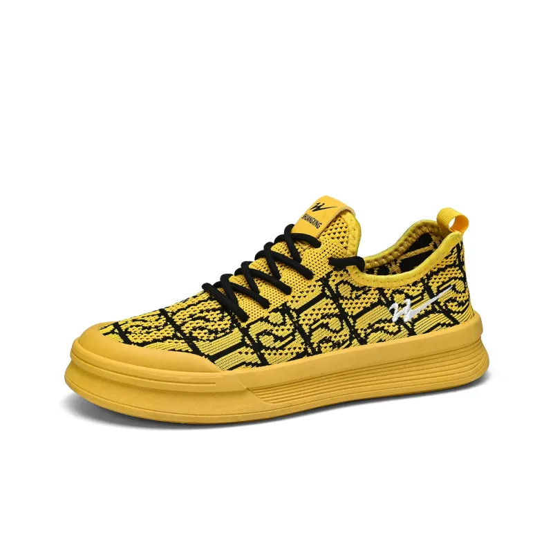 Binary Cushioned Wear Resistant Lightweight Breathable Slip Resistant Low Top Canvas Shoes Men's Yellow-1