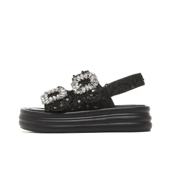JOSINY Beach Sandals Women's Black/Ecru