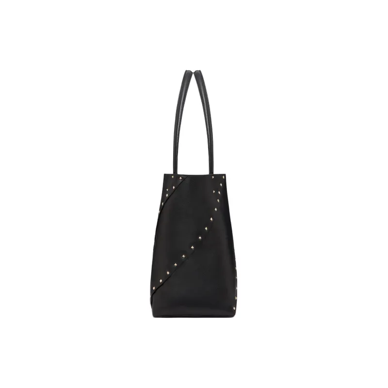 Valentino GARAVANIRockstud Calfskin Tote Bag, Shopping Bag, Handbag Small Size Women's Black-3