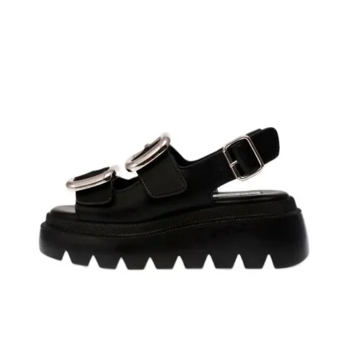 STEVE MADDEN Strap Rounded 6.5cm Women's Black