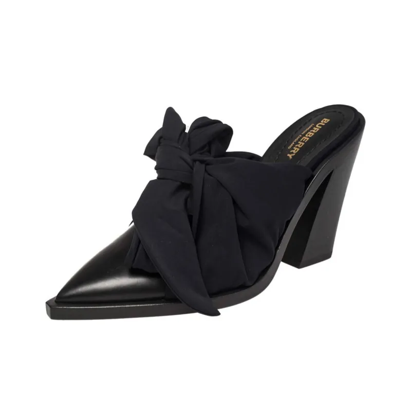 Burberry Closed Toe Slippers 10cm Women's Black-2