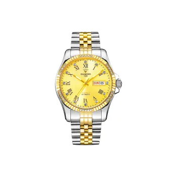 Diamond Automatic Mechanical Movement Watch Men's Watches Gold Dial