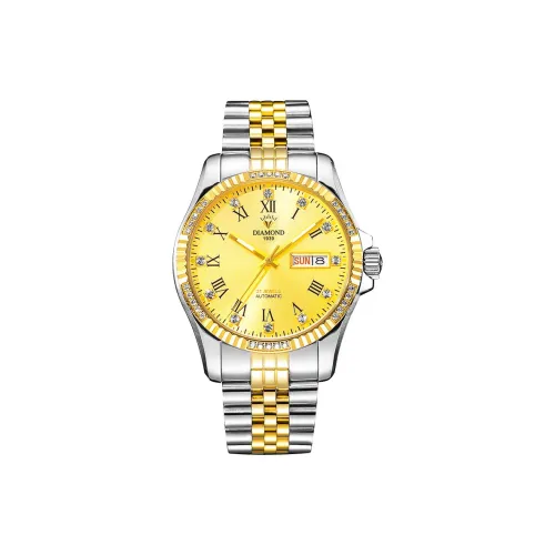 Diamond Automatic Mechanical Movement Watch Men's Watches Gold Dial