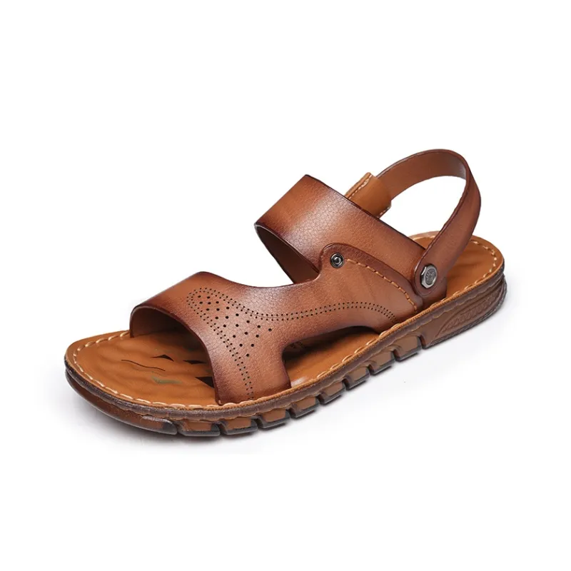 LAORENTOU Beach Sandals Men Brown, Khaki-8