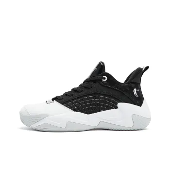 QIAODAN Cushioning Anti Slip And Wear Resistant Low Top Basketball Shoes Men's Jordan White Black