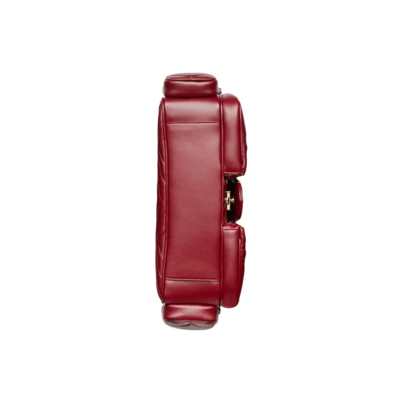 GUCCI GG Marmont Quilted V Shaped Leather Portable Crossbody Bag Shoulder Bag Women's Burgundy-4