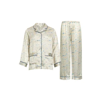 Silk Boundary Pajama Set Women's Beige