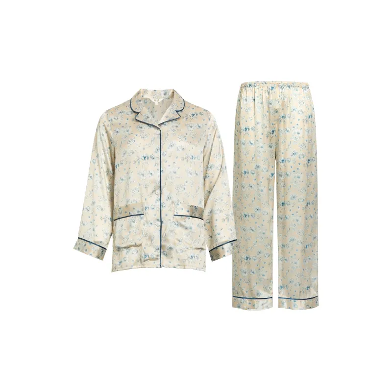 Silk Boundary Pajama Set Women's Beige-0