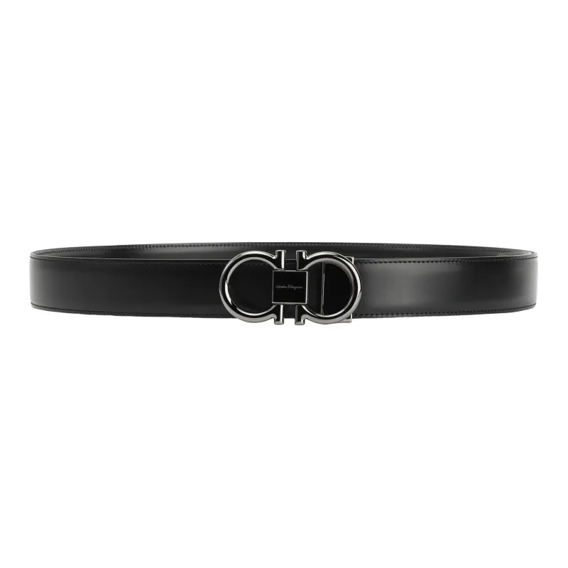FERRAGAMO Ring Decoration Leather Belts Men's Brown-1