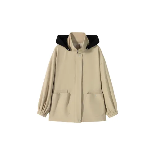 EICHITOO Jackets Women's Khaki Patchwork