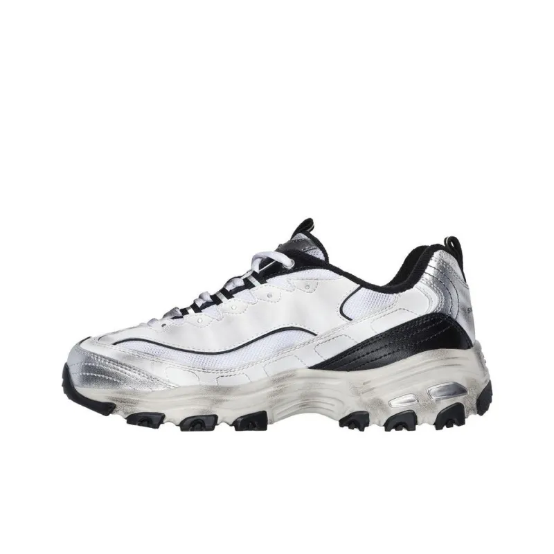 Skechers DLITES Cushioning Anti Slip And Wear Resistant Support Lightweight Low Top Chunky Sneakers Women's White Black-1