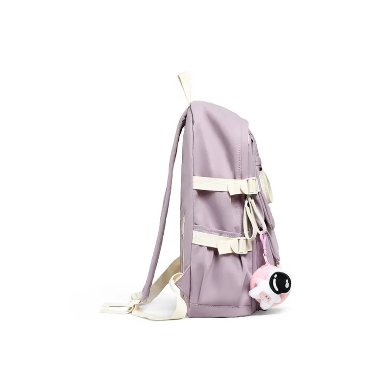 Kevin Cohen Nylon Fabric Backpack Regular Unisex Black/White/Purple-9