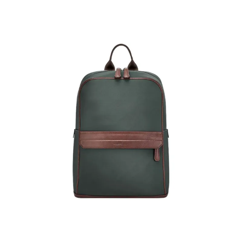 Hush Puppies Fabric Cow Leather Patchwork Backpack Large Size Men's Green-5