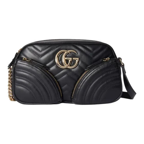 GUCCI GG Marmont Leather Crossbody Bag, Shoulder Bag Women's Black